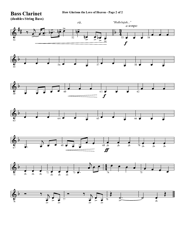 How Glorious The Love Of Heaven (Choral Anthem SATB) Bass Clarinet (Word Music Choral / Arr. Jay Rouse)