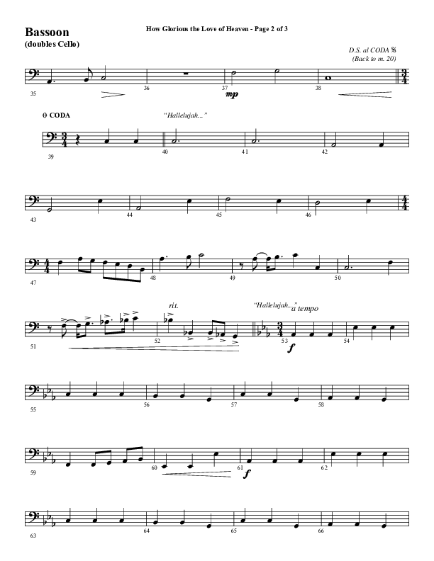 How Glorious The Love Of Heaven (Choral Anthem SATB) Bassoon (Word Music Choral / Arr. Jay Rouse)