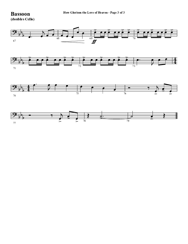 How Glorious The Love Of Heaven (Choral Anthem SATB) Bassoon (Word Music Choral / Arr. Jay Rouse)