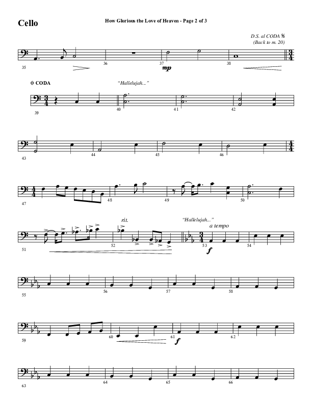 How Glorious The Love Of Heaven (Choral Anthem SATB) Cello (Word Music Choral / Arr. Jay Rouse)
