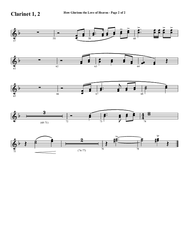 How Glorious The Love Of Heaven (Choral Anthem SATB) Clarinet 1/2 (Word Music Choral / Arr. Jay Rouse)