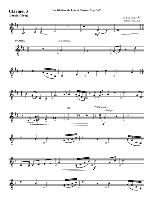 How Glorious The Love Of Heaven (Choral Anthem SATB) Clarinet 3 (Word Music Choral / Arr. Jay Rouse)