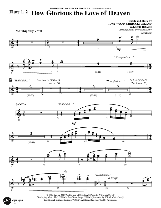 How Glorious The Love Of Heaven (Choral Anthem SATB) Flute 1/2 (Word Music Choral / Arr. Jay Rouse)