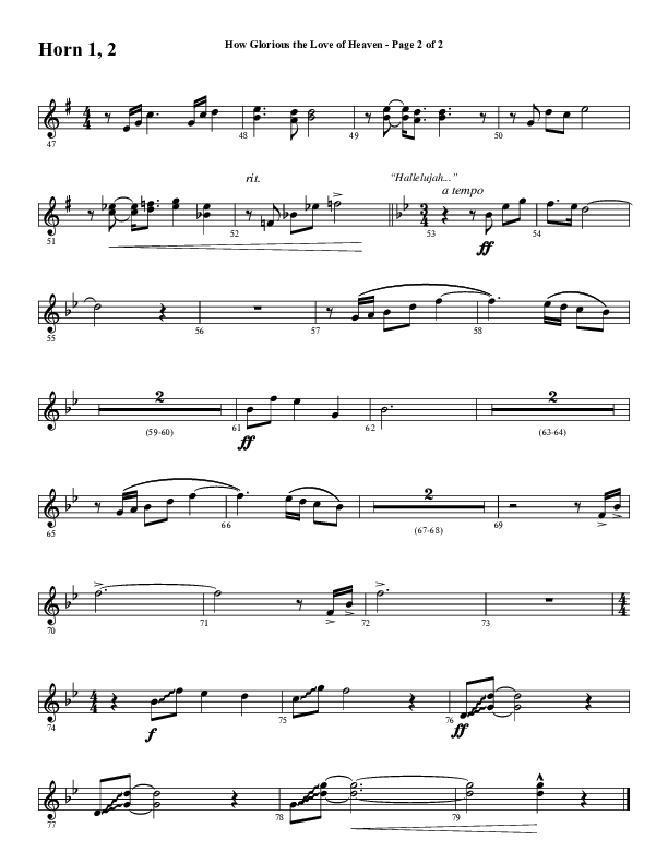 How Glorious The Love Of Heaven (Choral Anthem SATB) French Horn 1/2 (Word Music Choral / Arr. Jay Rouse)