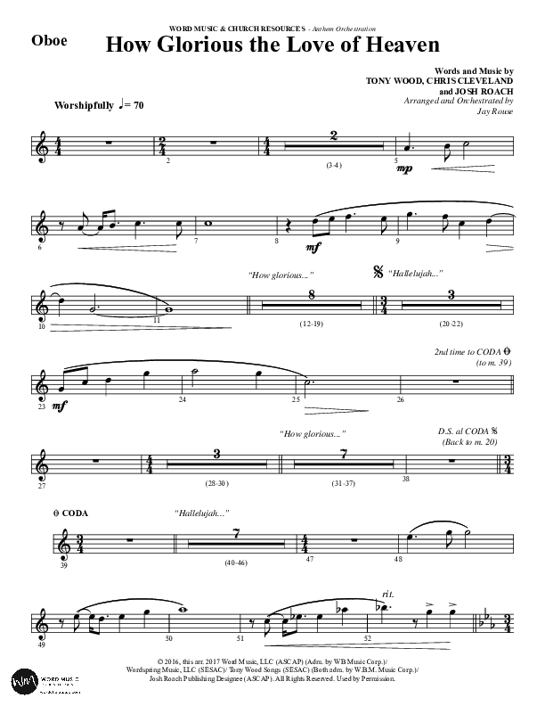 How Glorious The Love Of Heaven (Choral Anthem SATB) Oboe (Word Music Choral / Arr. Jay Rouse)