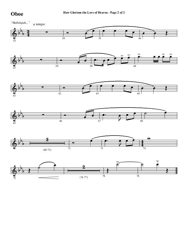 How Glorious The Love Of Heaven (Choral Anthem SATB) Oboe (Word Music Choral / Arr. Jay Rouse)