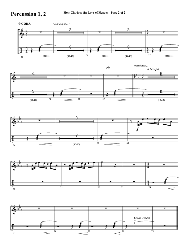 How Glorious The Love Of Heaven (Choral Anthem SATB) Percussion 1/2 (Word Music Choral / Arr. Jay Rouse)