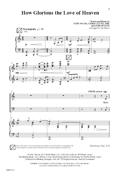 How Glorious The Love Of Heaven (Choral Anthem SATB) Anthem (SATB/Piano) (Word Music Choral / Arr. Jay Rouse)