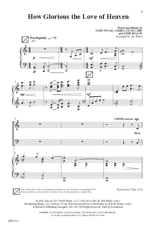 How Glorious The Love Of Heaven (Choral Anthem SATB) Anthem (SATB/Piano) (Word Music Choral / Arr. Jay Rouse)