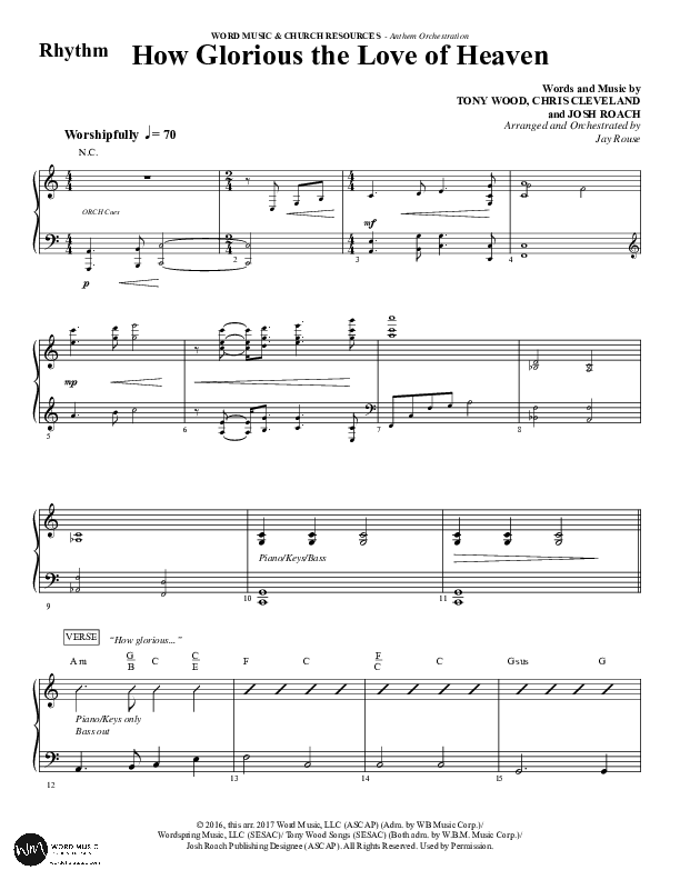 How Glorious The Love Of Heaven (Choral Anthem SATB) Rhythm Chart (Word Music Choral / Arr. Jay Rouse)