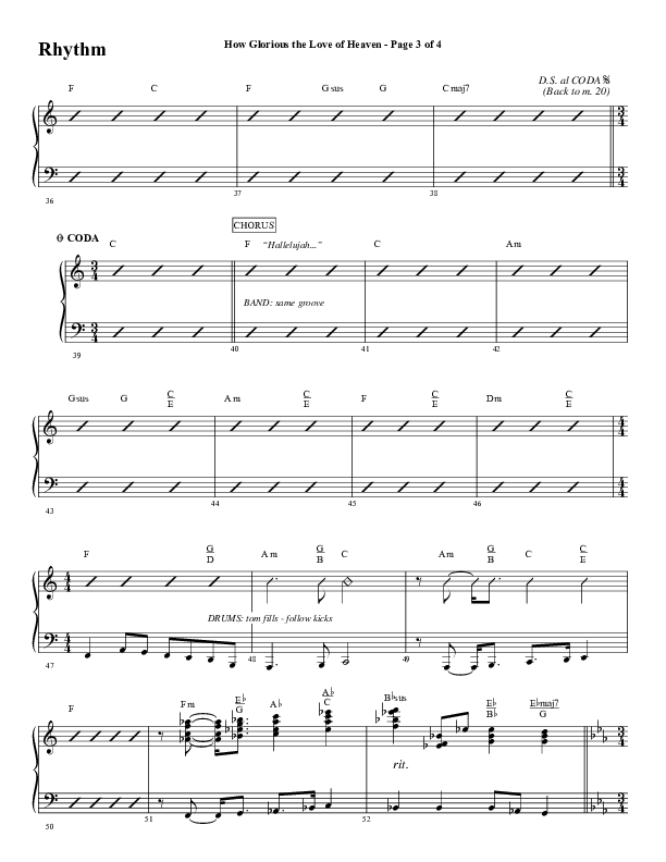 How Glorious The Love Of Heaven (Choral Anthem SATB) Rhythm Chart (Word Music Choral / Arr. Jay Rouse)