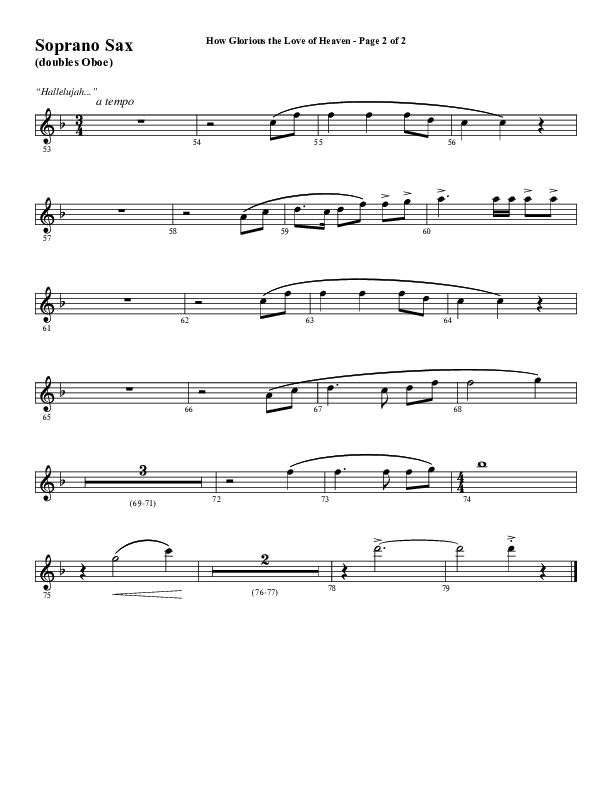 How Glorious The Love Of Heaven (Choral Anthem SATB) Soprano Sax (Word Music Choral / Arr. Jay Rouse)