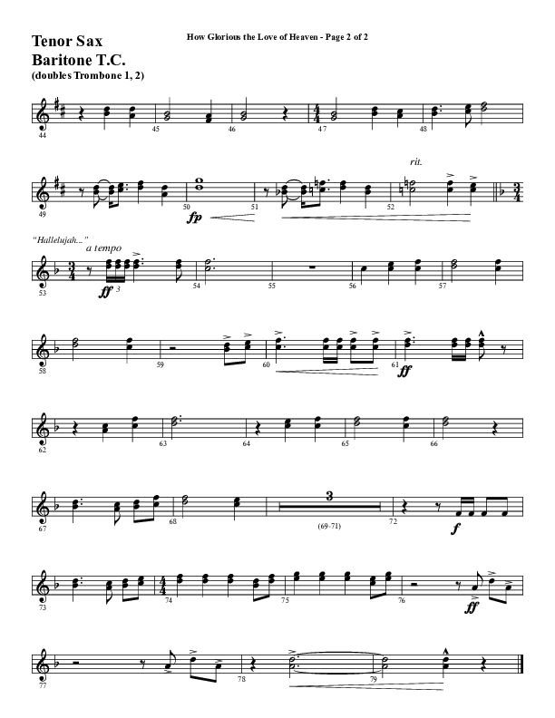 How Glorious The Love Of Heaven (Choral Anthem SATB) Tenor Sax/Baritone T.C. (Word Music Choral / Arr. Jay Rouse)