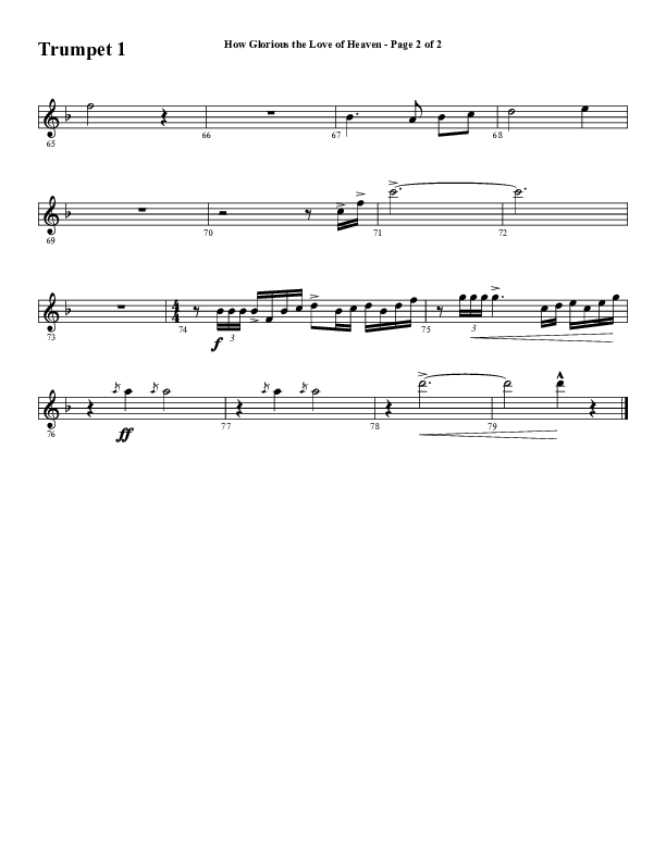 How Glorious The Love Of Heaven (Choral Anthem SATB) Trumpet 1 (Word Music Choral / Arr. Jay Rouse)