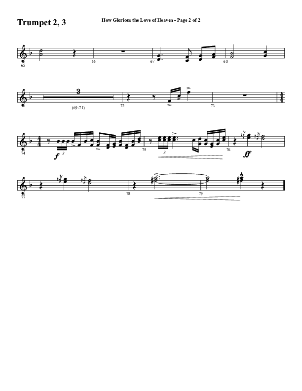 How Glorious The Love Of Heaven (Choral Anthem SATB) Trumpet 2/3 (Word Music Choral / Arr. Jay Rouse)