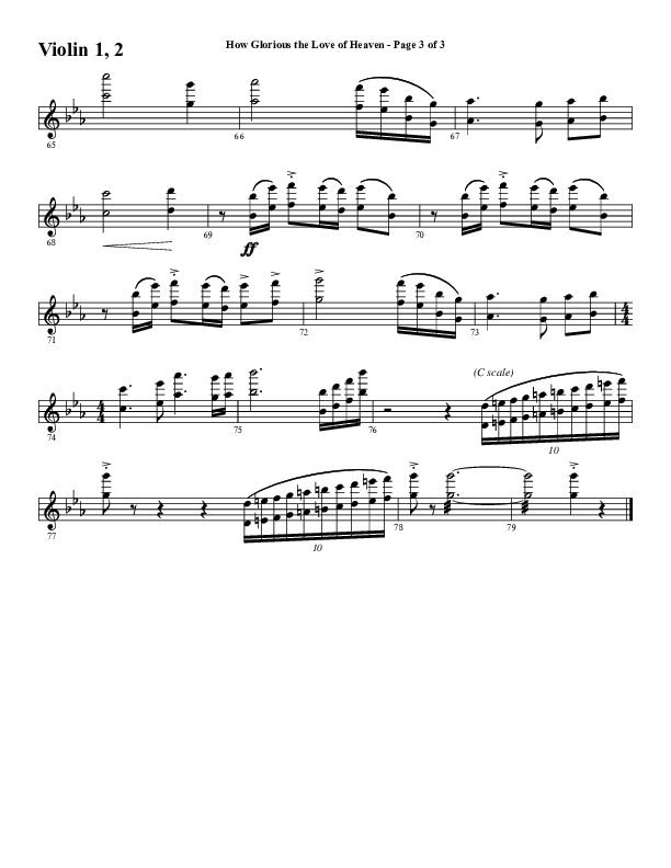 How Glorious The Love Of Heaven (Choral Anthem SATB) Violin 1/2 (Word Music Choral / Arr. Jay Rouse)