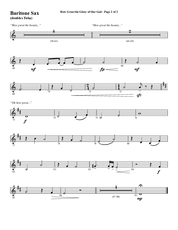How Great The Glory Of Our God (Choral Anthem SATB) Bari Sax (Word Music Choral / Arr. David Wise / Arr. David Shipps)