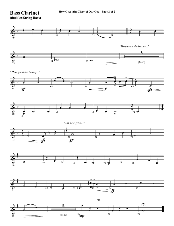 How Great The Glory Of Our God (Choral Anthem SATB) Bass Clarinet (Word Music Choral / Arr. David Wise / Arr. David Shipps)