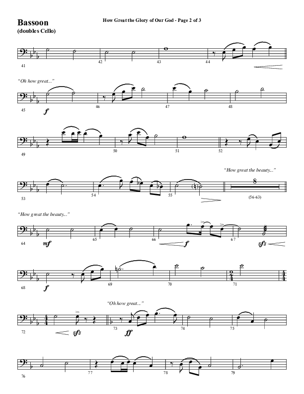 How Great The Glory Of Our God (Choral Anthem SATB) Bassoon (Word Music Choral / Arr. David Wise / Arr. David Shipps)