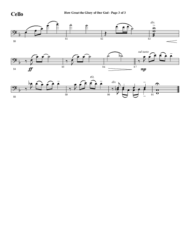 How Great The Glory Of Our God (Choral Anthem SATB) Cello (Word Music Choral / Arr. David Wise / Arr. David Shipps)