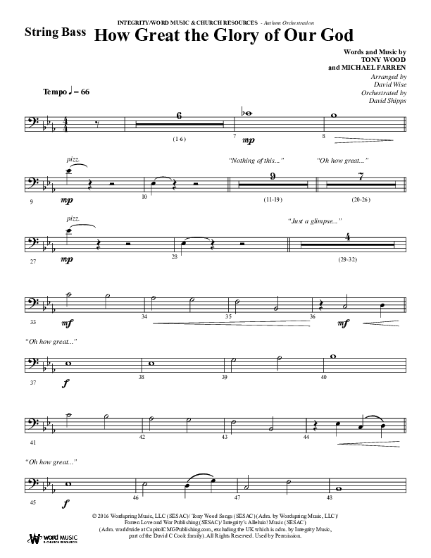 How Great The Glory Of Our God (Choral Anthem SATB) Double Bass (Word Music Choral / Arr. David Wise / Arr. David Shipps)