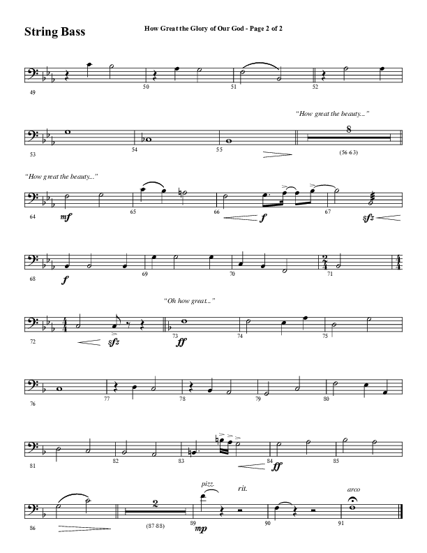 How Great The Glory Of Our God (Choral Anthem SATB) Double Bass (Word Music Choral / Arr. David Wise / Arr. David Shipps)