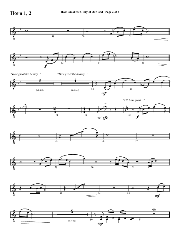 How Great The Glory Of Our God (Choral Anthem SATB) French Horn 1/2 (Word Music Choral / Arr. David Wise / Arr. David Shipps)