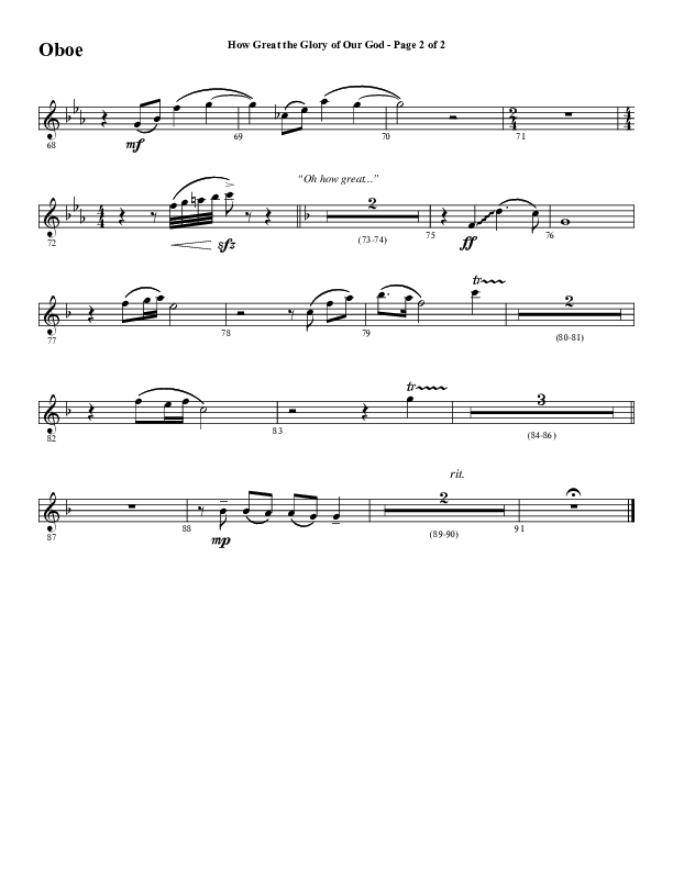 How Great The Glory Of Our God (Choral Anthem SATB) Oboe (Word Music Choral / Arr. David Wise / Arr. David Shipps)