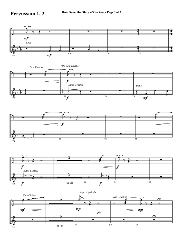 How Great The Glory Of Our God (Choral Anthem SATB) Percussion 1/2 (Word Music Choral / Arr. David Wise / Arr. David Shipps)