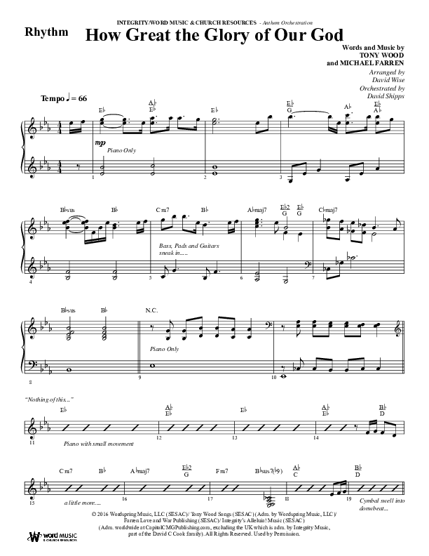 How Great The Glory Of Our God (Choral Anthem SATB) Rhythm Chart (Word Music Choral / Arr. David Wise / Arr. David Shipps)