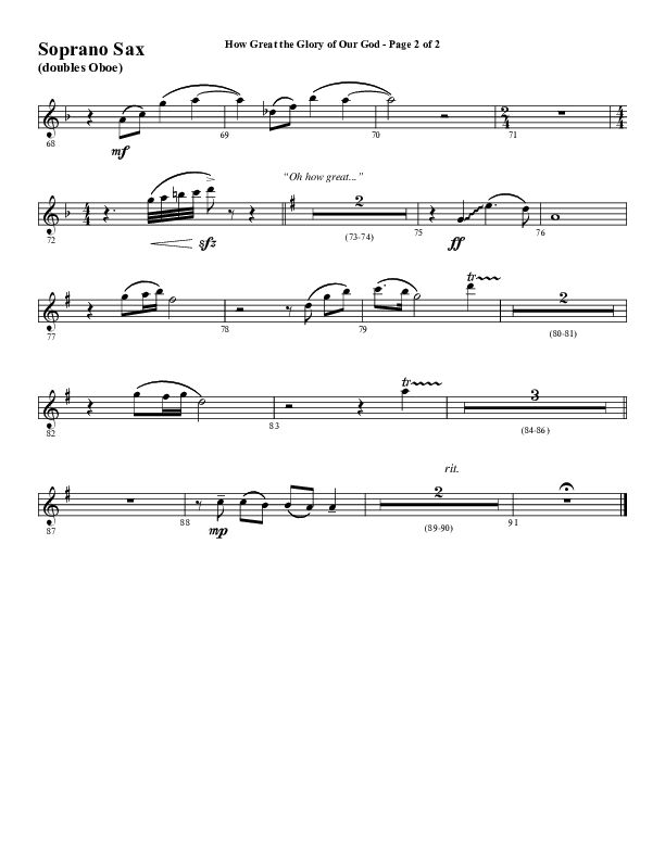How Great The Glory Of Our God (Choral Anthem SATB) Soprano Sax (Word Music Choral / Arr. David Wise / Arr. David Shipps)