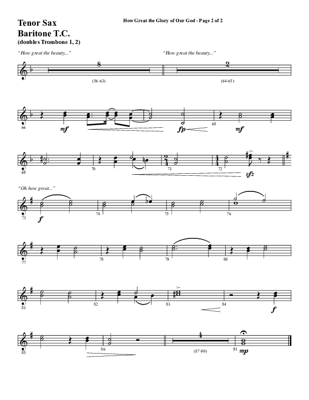 How Great The Glory Of Our God (Choral Anthem SATB) Tenor Sax/Baritone T.C. (Word Music Choral / Arr. David Wise / Arr. David Shipps)