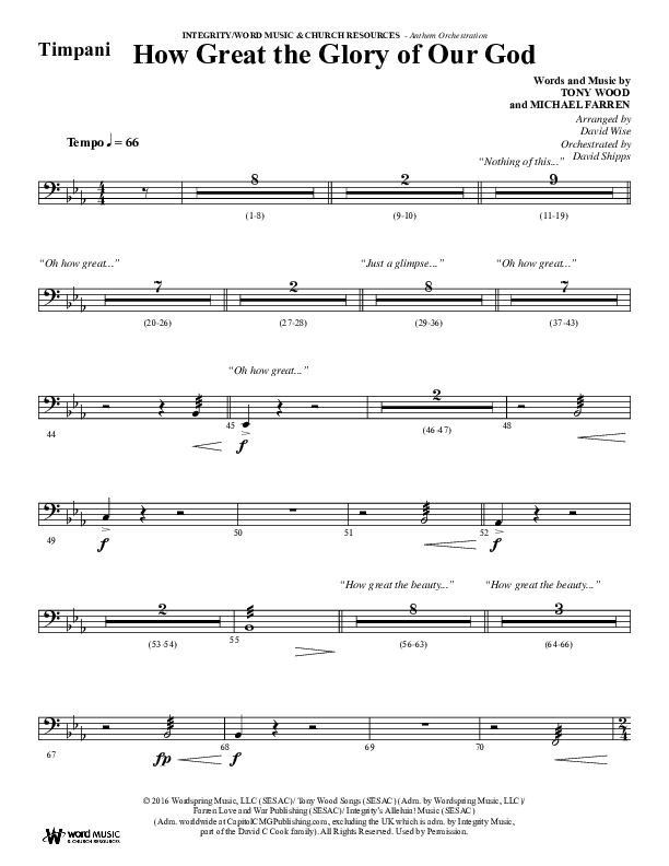 How Great The Glory Of Our God (Choral Anthem SATB) Timpani (Word Music Choral / Arr. David Wise / Arr. David Shipps)