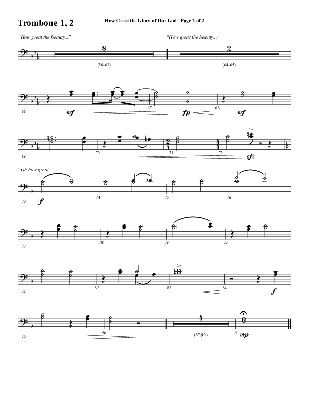 How Great The Glory Of Our God (Choral Anthem SATB) Trombone 1/2 (Word Music Choral / Arr. David Wise / Arr. David Shipps)