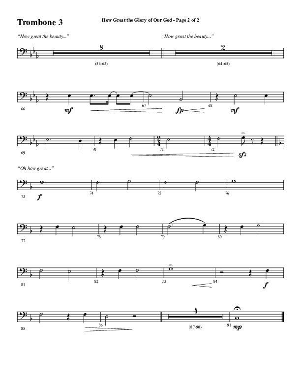 How Great The Glory Of Our God (Choral Anthem SATB) Trombone 3 (Word Music Choral / Arr. David Wise / Arr. David Shipps)