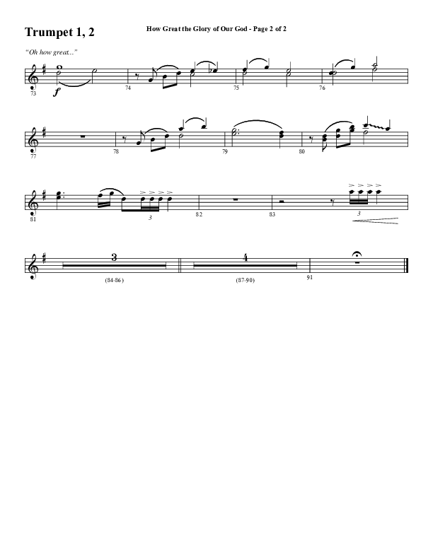 How Great The Glory Of Our God (Choral Anthem SATB) Trumpet 1,2 (Word Music Choral / Arr. David Wise / Arr. David Shipps)