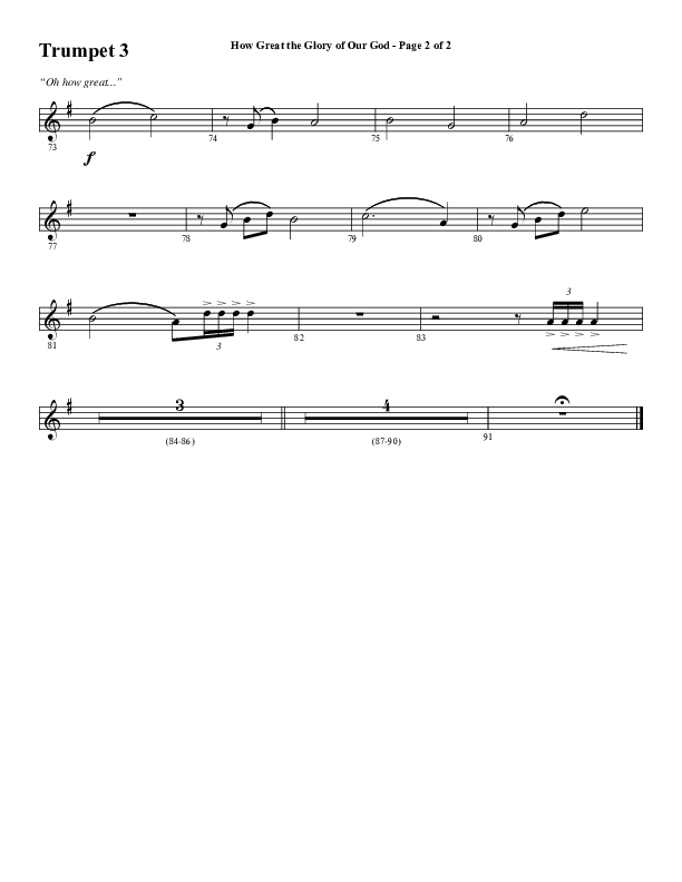 How Great The Glory Of Our God (Choral Anthem SATB) Trumpet 3 (Word Music Choral / Arr. David Wise / Arr. David Shipps)