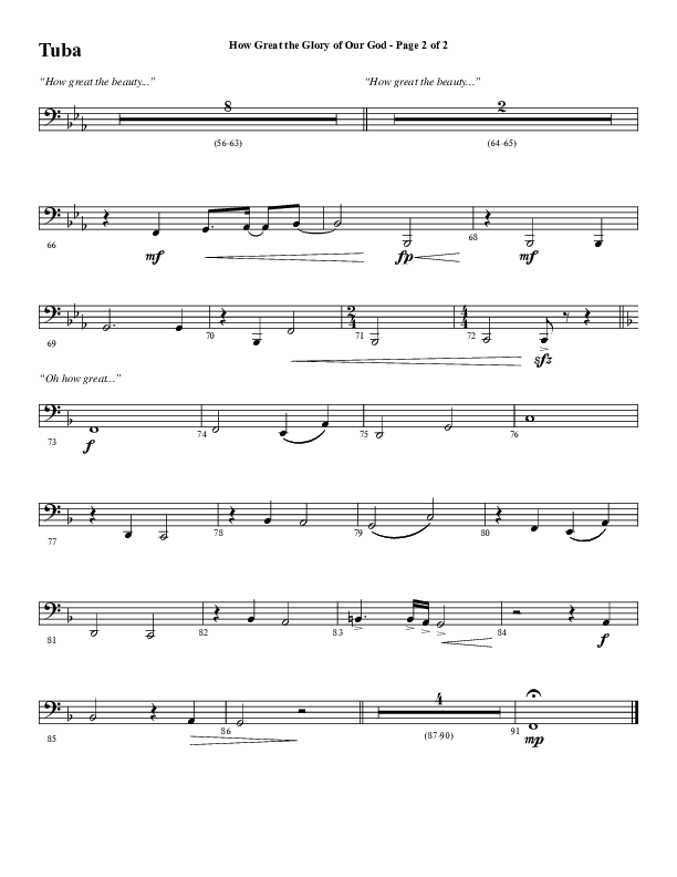 How Great The Glory Of Our God (Choral Anthem SATB) Tuba (Word Music Choral / Arr. David Wise / Arr. David Shipps)