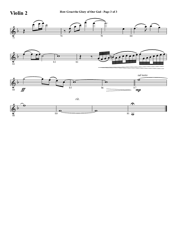 How Great The Glory Of Our God (Choral Anthem SATB) Violin 2 (Word Music Choral / Arr. David Wise / Arr. David Shipps)