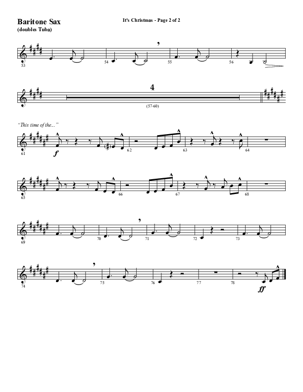 It's Christmas (Choral Anthem SATB) Bari Sax (Word Music Choral / Arr. Daniel Semsen)