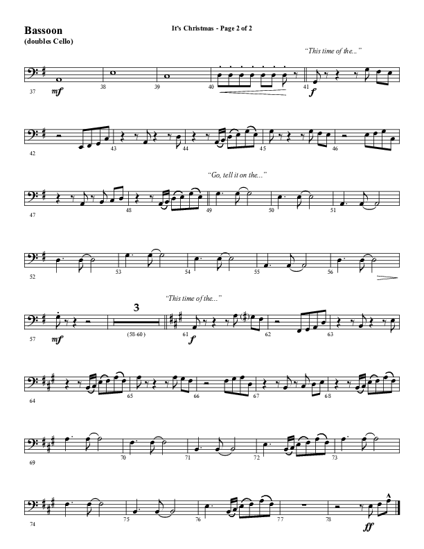 It's Christmas (Choral Anthem SATB) Bassoon (Word Music Choral / Arr. Daniel Semsen)