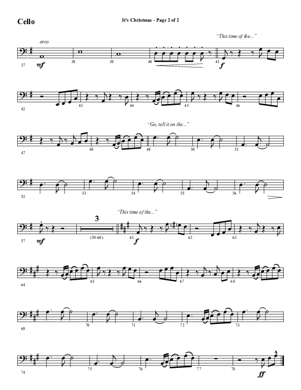 It's Christmas (Choral Anthem SATB) Cello (Word Music Choral / Arr. Daniel Semsen)