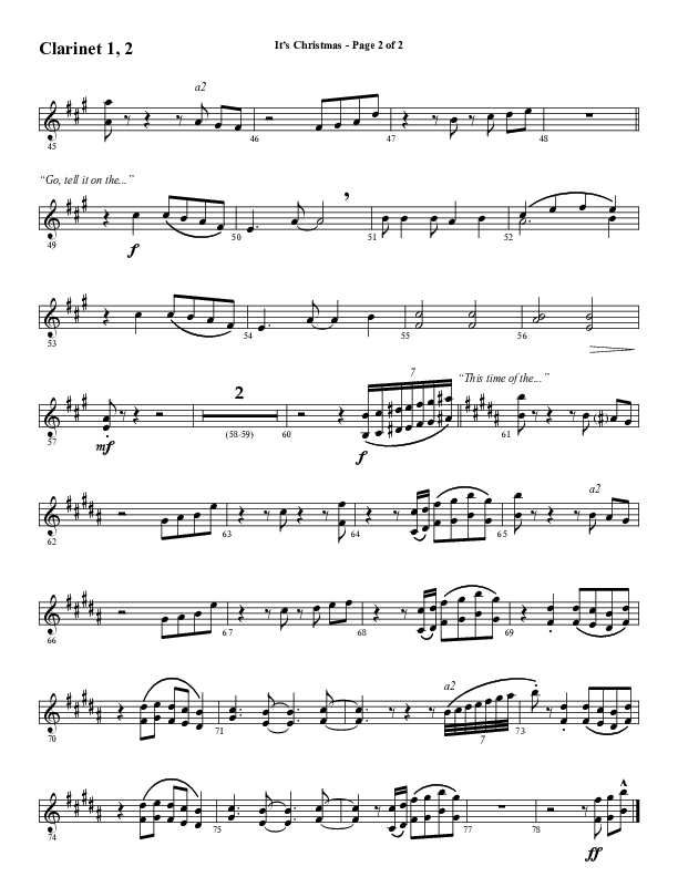 It's Christmas (Choral Anthem SATB) Clarinet 1/2 (Word Music Choral / Arr. Daniel Semsen)
