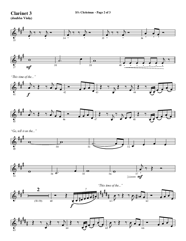 It's Christmas (Choral Anthem SATB) Clarinet 3 (Word Music Choral / Arr. Daniel Semsen)