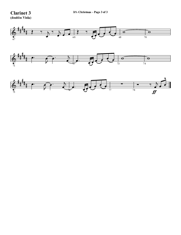 It's Christmas (Choral Anthem SATB) Clarinet 3 (Word Music Choral / Arr. Daniel Semsen)