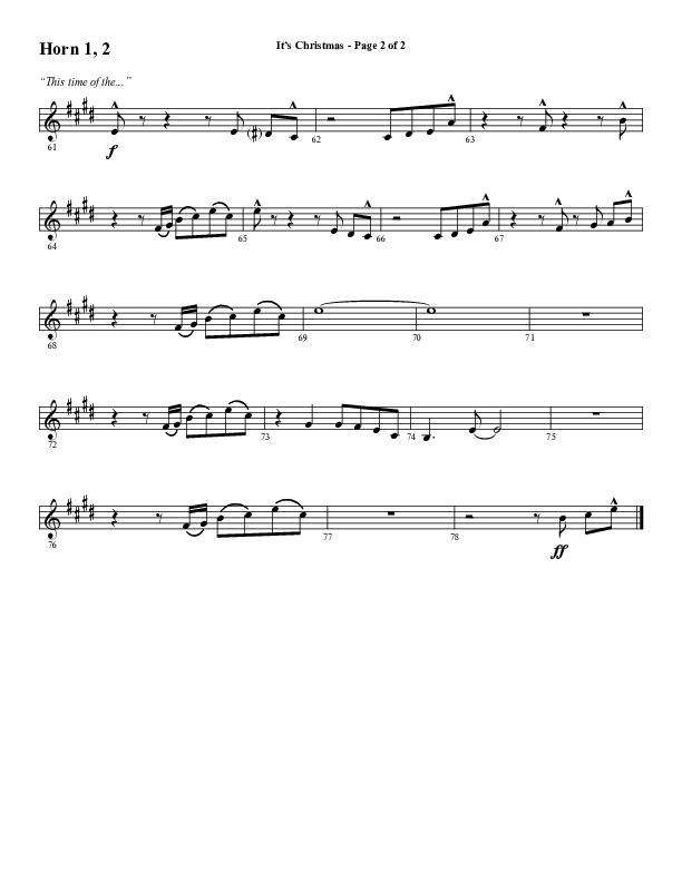 It's Christmas (Choral Anthem SATB) French Horn 1/2 (Word Music Choral / Arr. Daniel Semsen)