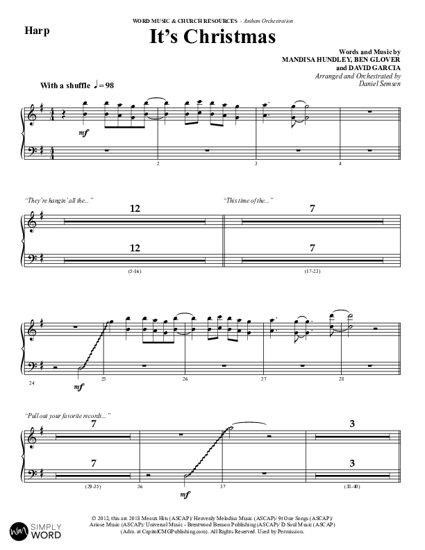 It's Christmas (Choral Anthem SATB) Harp (Word Music Choral / Arr. Daniel Semsen)