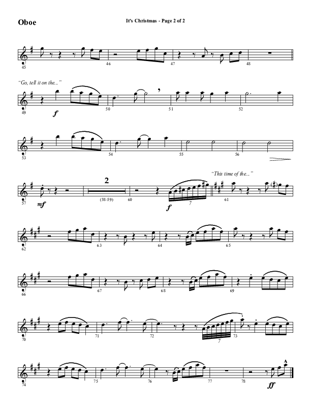It's Christmas (Choral Anthem SATB) Oboe (Word Music Choral / Arr. Daniel Semsen)