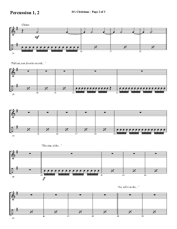 It's Christmas (Choral Anthem SATB) Percussion 1/2 (Word Music Choral / Arr. Daniel Semsen)