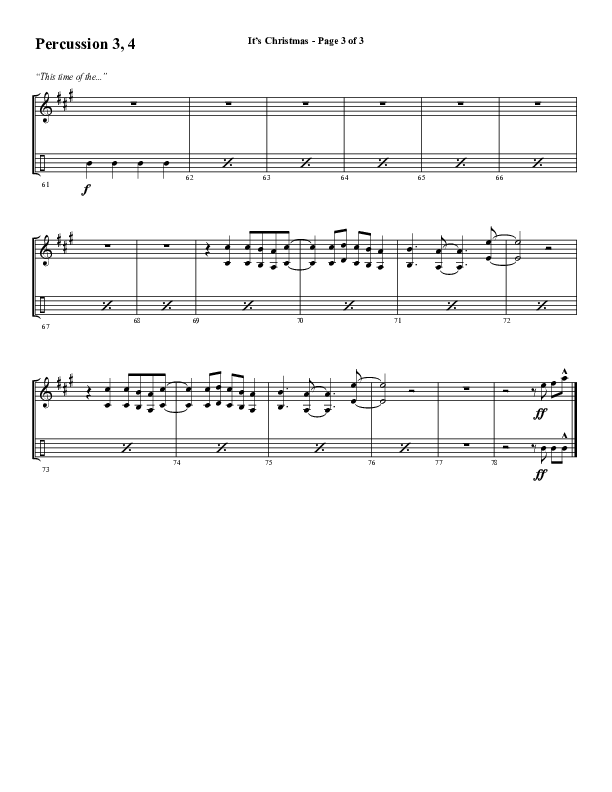 It's Christmas (Choral Anthem SATB) Percussion (Word Music Choral / Arr. Daniel Semsen)